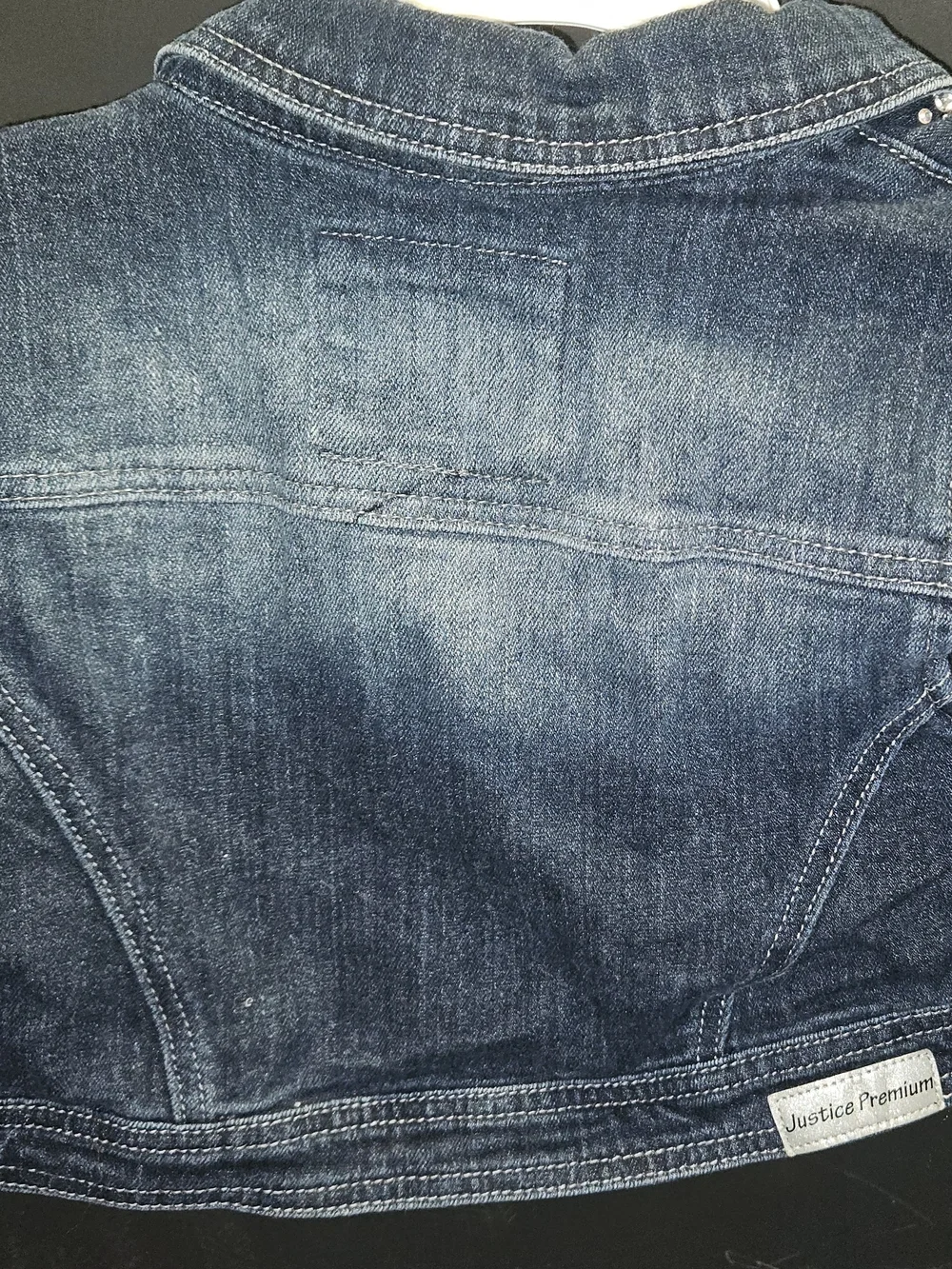 Justice Girls Size 12 Denim Jacket with Sequin Stud Accents - Blue